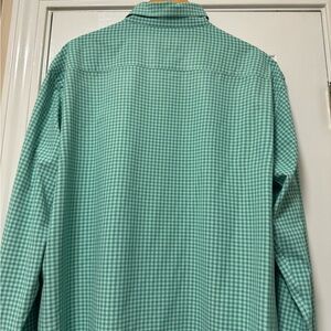 Peter Milar green and blue long sleeve button down polo large